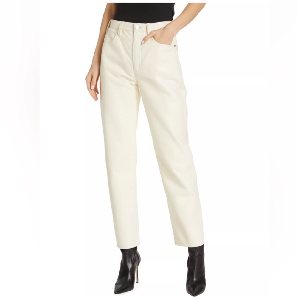 NWT Frame Le‎ High N Tight Faux Leather Pants Cream White Size 27